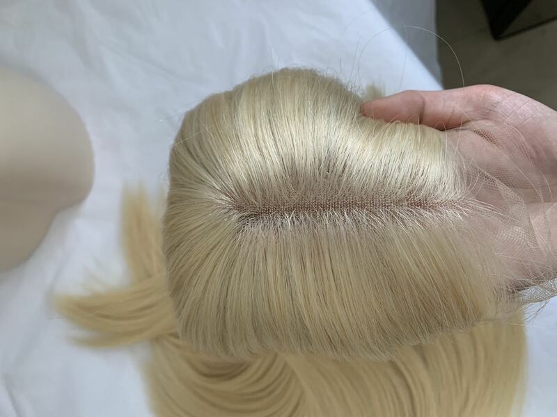 Light Blonde Kosher  Jewish  Lace Top Wigs 100% Human Hair European High Light  Sheitels natural