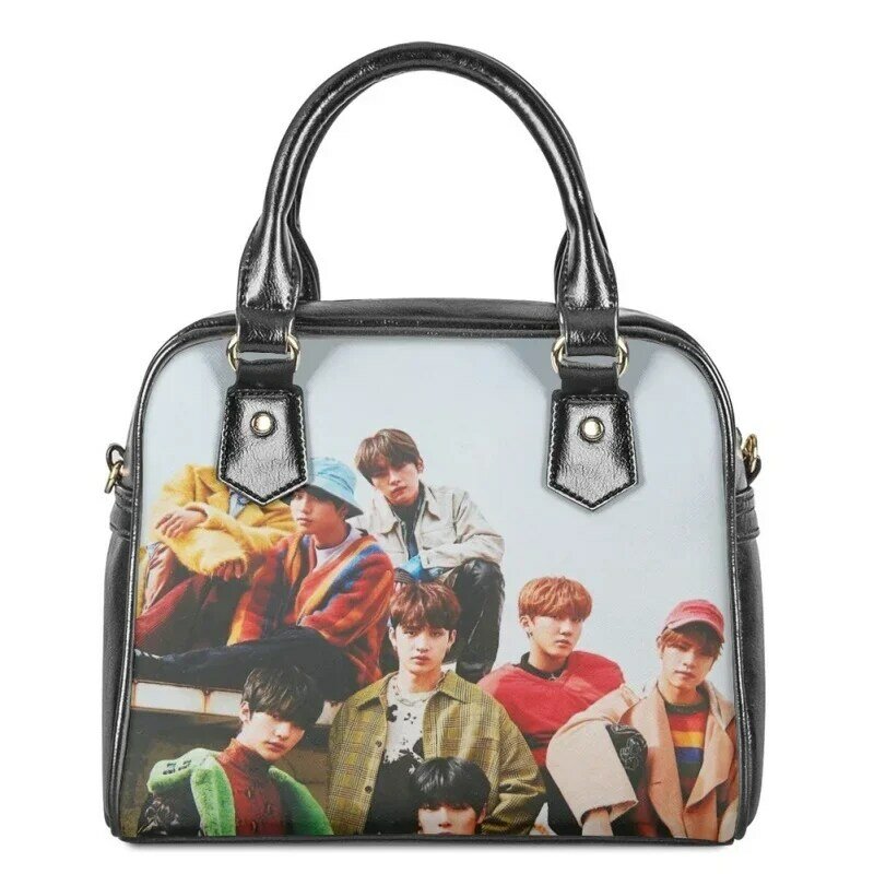 Fashion GOT7 KPOP Printing Women Leather Shoulder Handbag We Are All Mad Here Wallet Ladies Casual Top-handle Bag Crossbody Set