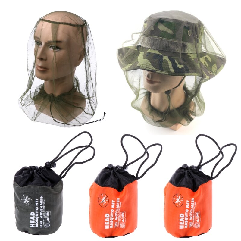 Cappucci della maschera del cappello della rete di caccia di pesca della protezione del viso della testa della maglia dell'insetto della zanzara