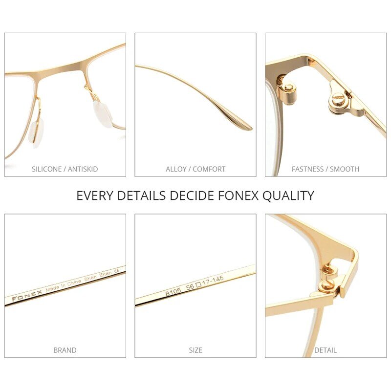 FONEX-Montura de gafas de aleación de titanio para hombre, gafas graduadas cuadradas para miopía, nuevas ópticas coreanas, 2020