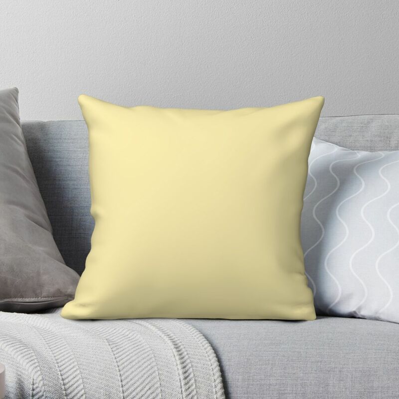 Funda de almohada cuadrada para el hogar, cubierta de cojín de poliéster y lino con patrón de terciopelo y cremallera, color liso, amarillo pálido y soleado, 45x45