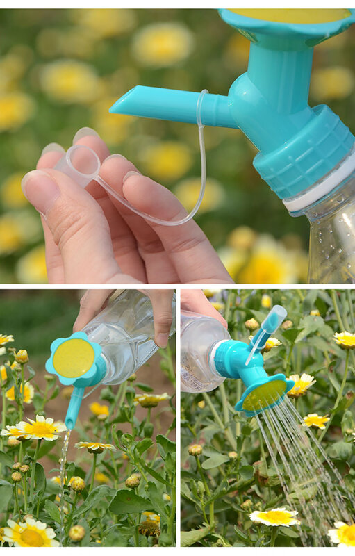 Bico aspersor de plástico para flores e plantas, 2 em 1 latas de rega, Aspersor para jardim, Garrafa doméstica, 1pc
