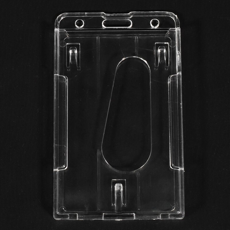 3x vertikaler Hartplastik-Ausweis halter Doppel karten ausweis multi transparent 10x6cm