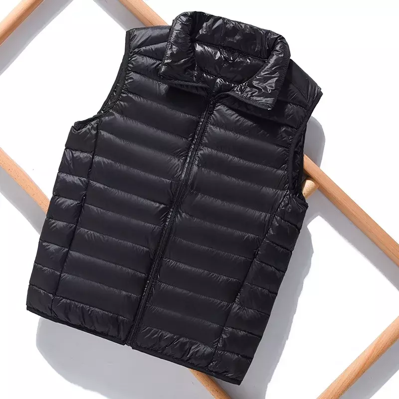 Autumn and Winter Light and Thin Down Vest for Men's Short Standing Collar Down Vest, Oversized Camisole Portable Jacket