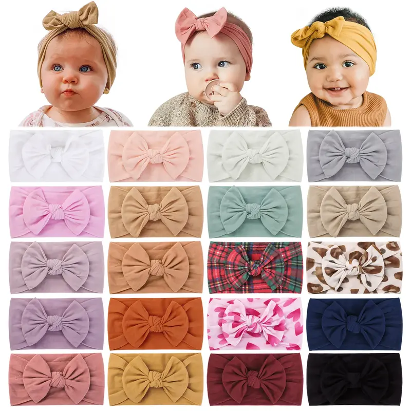 Diadema de lazos anchos para recién nacido, banda elástica para el cabello, turbante de Boutique, accesorios para el cabello para bebés