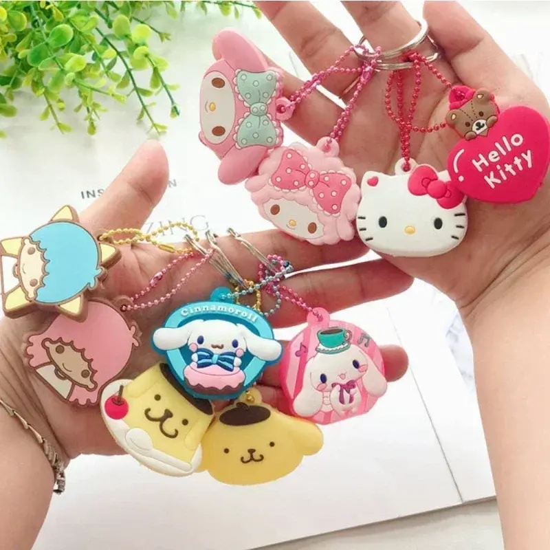 Sanrio Kawaii My Melody HelloKitty sarung kunci silikon gantungan kunci antidebu gantungan kunci kartun hadiah anak-anak