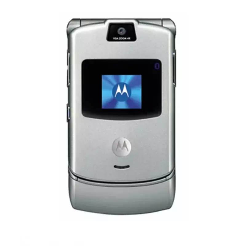 โทรศัพท์มือถือบลูทูธแบบฝาพับปลดล็อค850 GSM/900/1800/1900เหมาะสำหรับโทรศัพท์ดาวเทียม V3 Motorola สมาร์ทยุคใหม่ของชีวิตใหม่