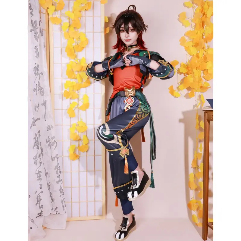 Gaming Cosplay Costume Genshin Impact Ка Мин Gaa Ga Ming Min Liyue Lion Boy Jiaming Jia Ming Set Wig Halloween Xmas