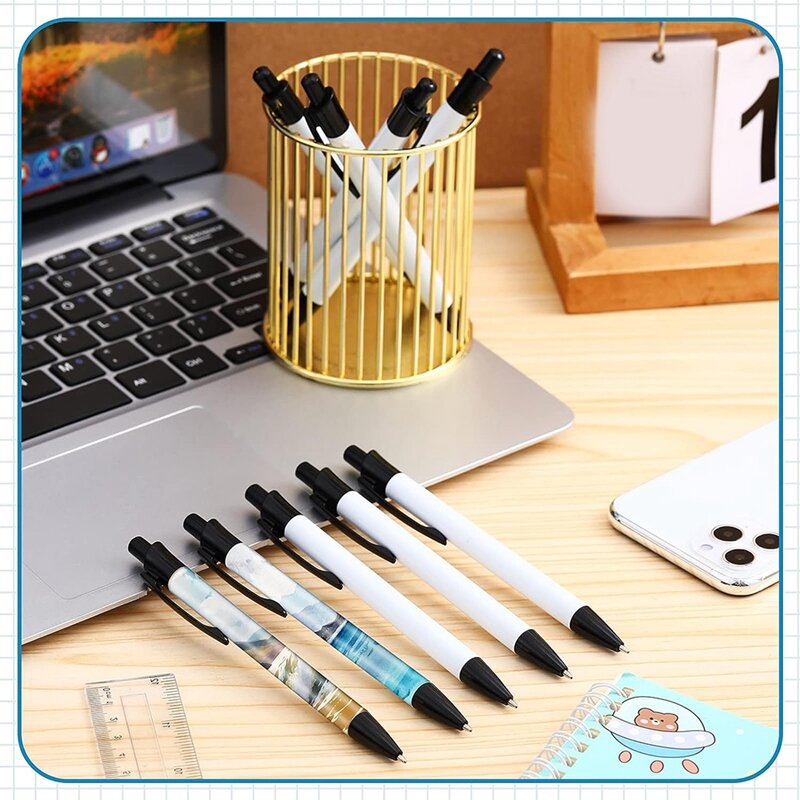 12Sets Sublimation Pens Blank Sublimation Ballpoint Pen With Shrink Wrap For Office School Stationery Supplies Easy Install