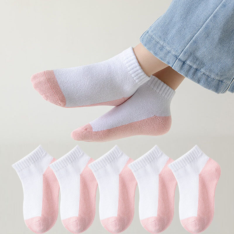 5 Pairs/Lot 2023 New Summer Children Socks Cotton Fashion Black White Gray For 1-12 Years Kids Teen Student Baby Girl Boy Socks