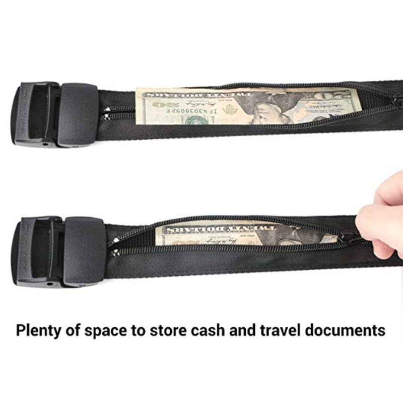 New Travel Anti Theft Ticket Belt Outdoor Women Portable Hidden Money Strap Belt Wallet Waist Pack Men Secret Hiding Cash Belt
