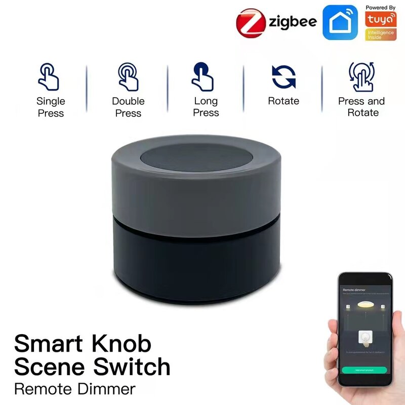 Tuya ZigBee Smart Knob Switch Rotate Press Wireless Scene Switch Button Controller Smart Life APP Control Smart Home for Gateway
