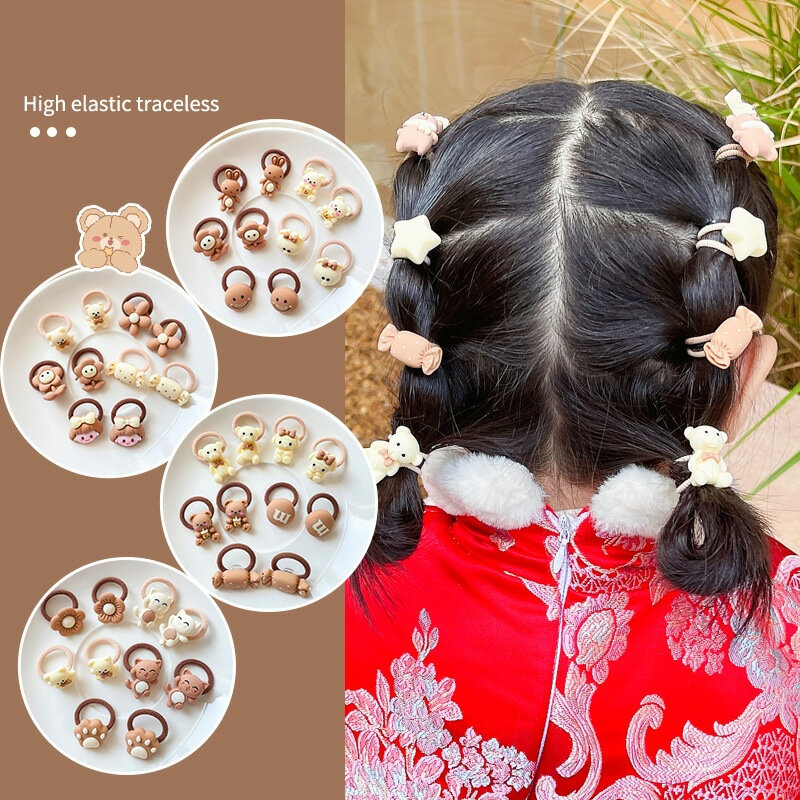 10 pçs/lote doce faixa de cabelo meninas laços de cabelo elástico banda flor pequena bola scrunchies bebê crianças acessórios de cabelo