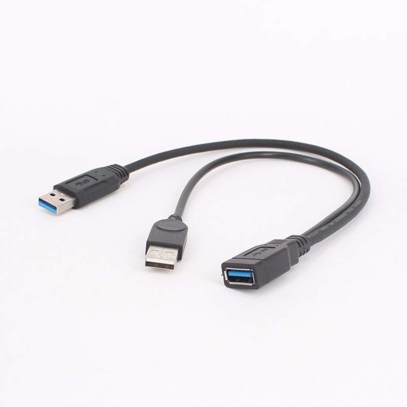 1 unidad USB 3,0 hembra a USB Dual macho, Cable de extensión Y datos de potencia Extra, USB 2,0, un Cable de carga de datos hembra Y dos macho