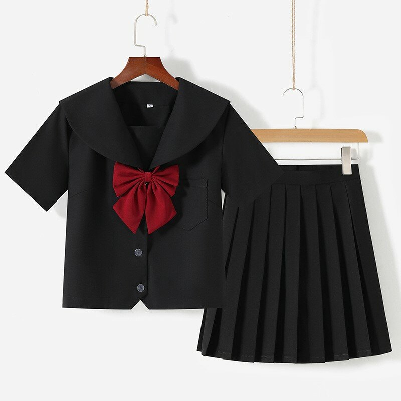CZARNY prawosławny styl College JK jednolity japoński koreański mundurek szkolny dziewczyna Anime Cosplay mundurek marynarski klas Top + spódnice