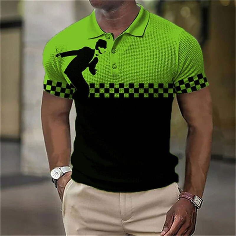 Nowa męska koszulka Polo 2023 letnie paski z krótkim rękawem t-shirty Casual Business topy z guzikami Tee modne koszulki Polo odzież męska