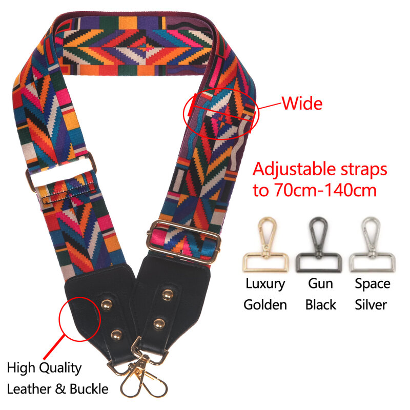 Tali tas wanita dapat diatur tali dompet untuk selempang Messenger tas bahu aksesori nilon sabuk bordir tali menjuntai