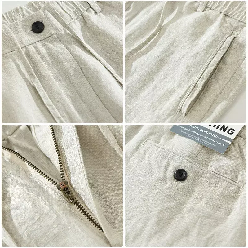 Summer New 100% Linen Casual Pants Men Clothing Thin Straight Breathable Oversize Men Trousers C1606