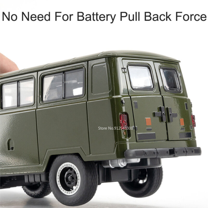 1:18 Russische Uaz Reiziger Minibus Automodel Speelgoedlegering Metalen Diecasting Met Pull Back Sound Light Busje Voor Kinderen Voertuig