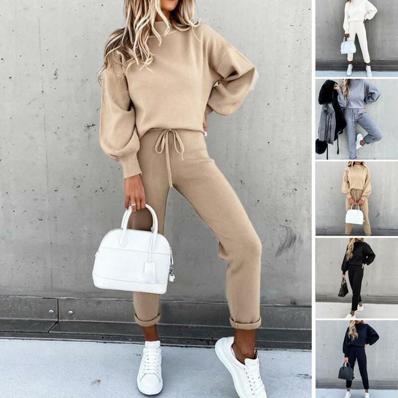 Stylish Lady Sweatshirt Trousers Suit Loose Two Piece Set Lady Top Pants Set Long Sleeves Lady Sweatshirt Trousers Suit