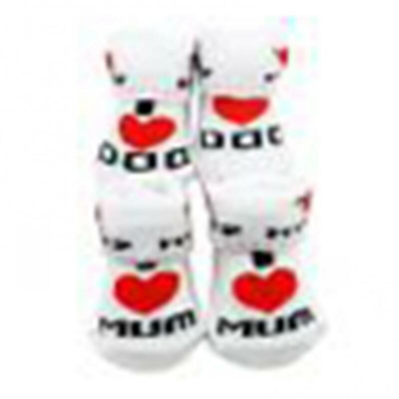 Милые детские хлопковые носки, белые теплые носки для новорожденных мальчиков и девочек от 0 до 6 месяцев с надписью I Love Mum/Dad