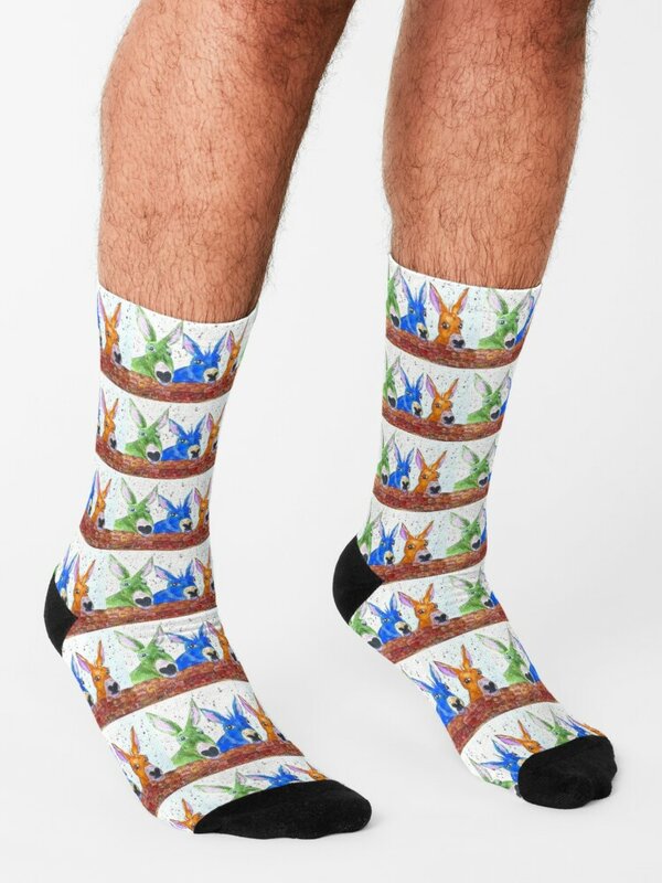 Três peculiares coloridos burros meias meias para homens