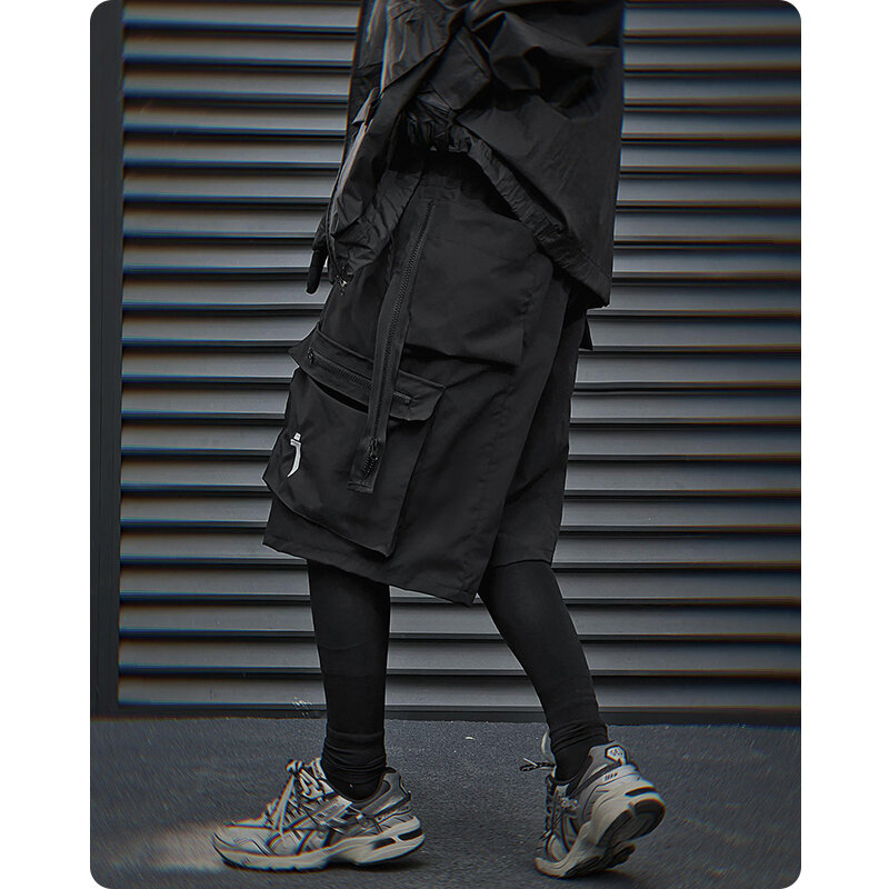 Unisex estereoscópico bolso comprimento Workwear Shorts, calças japonesas na moda alta rua carga, roupas masculinas, Harajuku, verão