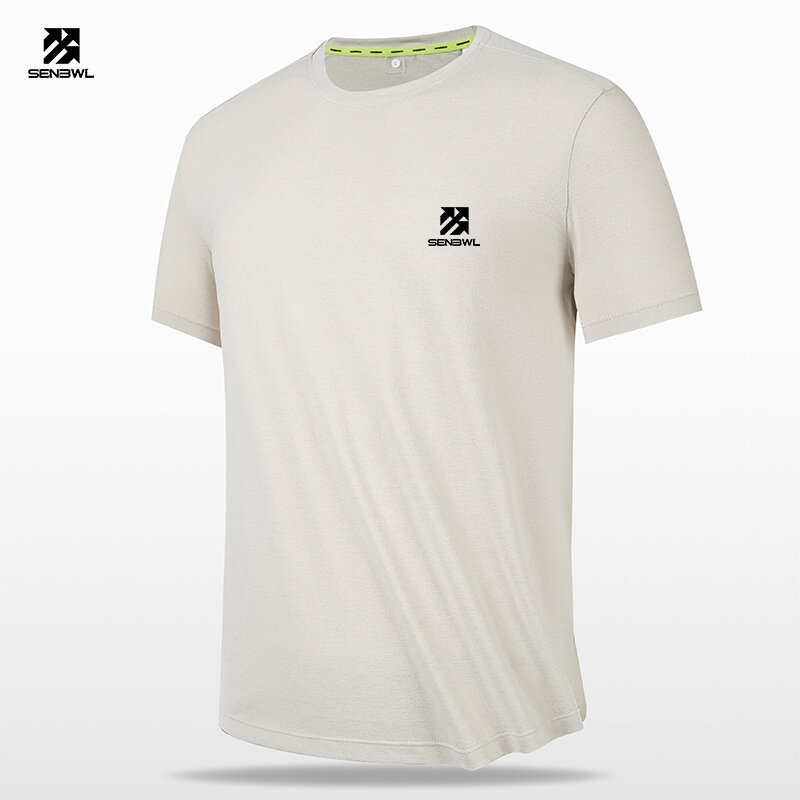 SENBWL wysokiej jakości męskie wędrówki na świeżym powietrzu bieganie odchudzanie fitness sportowe szybkoschnąca koszulka lodowy jedwab oddychająca bluza