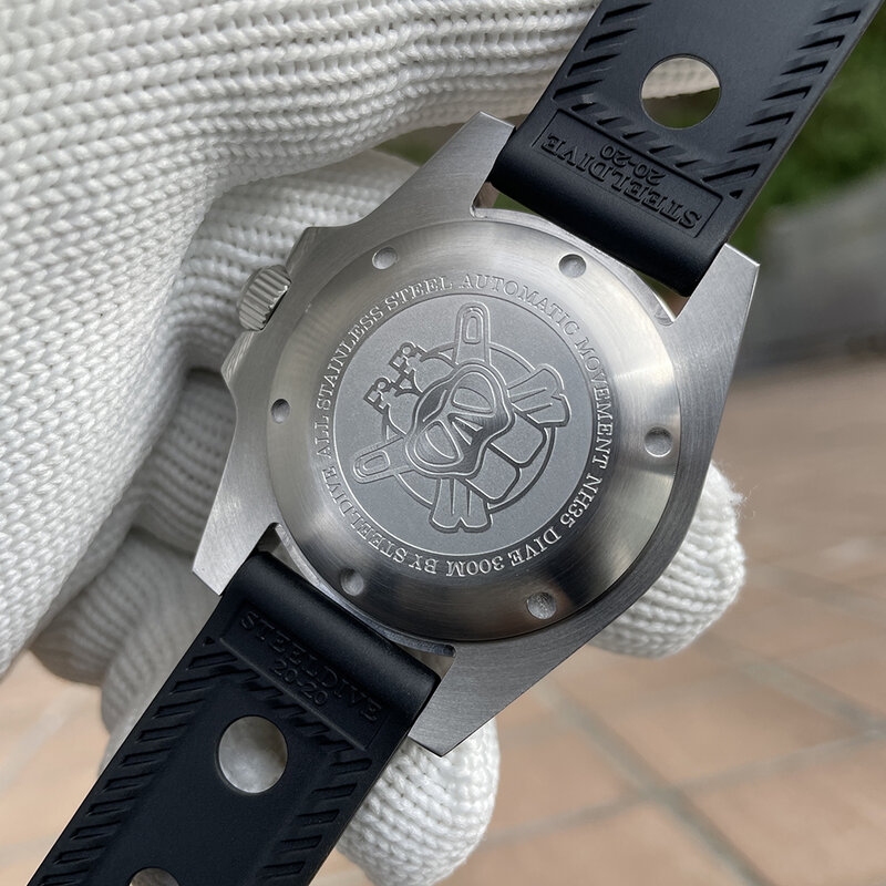 STEELDIVE fioletowa tarcza duch wody ceramiczna ramka szkiełka zegarka SD1953 300M wodoodporny świecący 300M wodoodporny NH35 automatyczny męski zegarek nurkowy