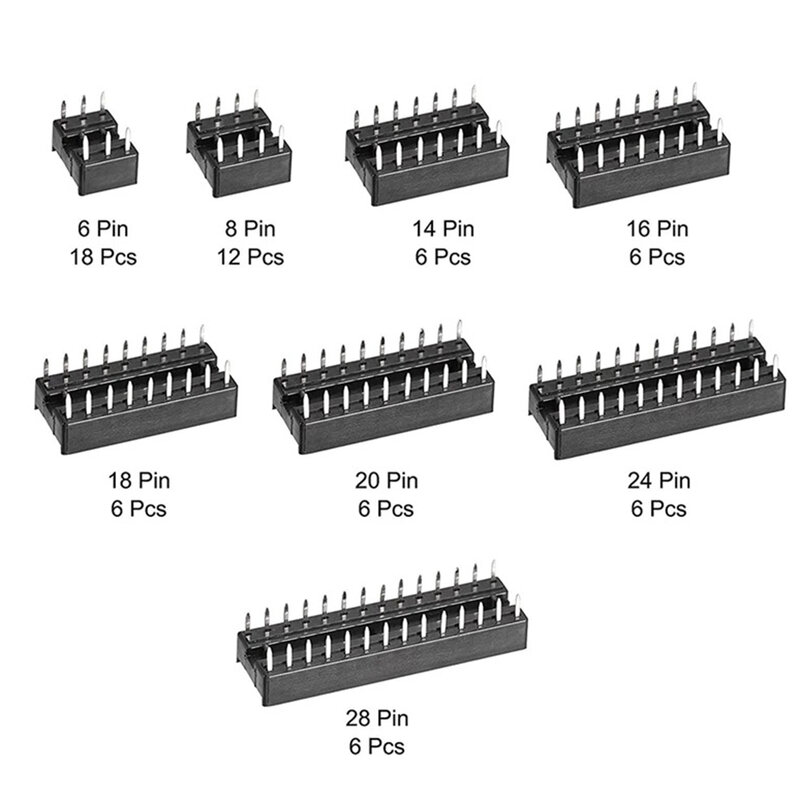 IC 칩 거치대 세트, 66 개, 6P ~ 28P 범위 지정 칩 홀더, 원하는 IC 칩 위치 및 정확한 연결 보장