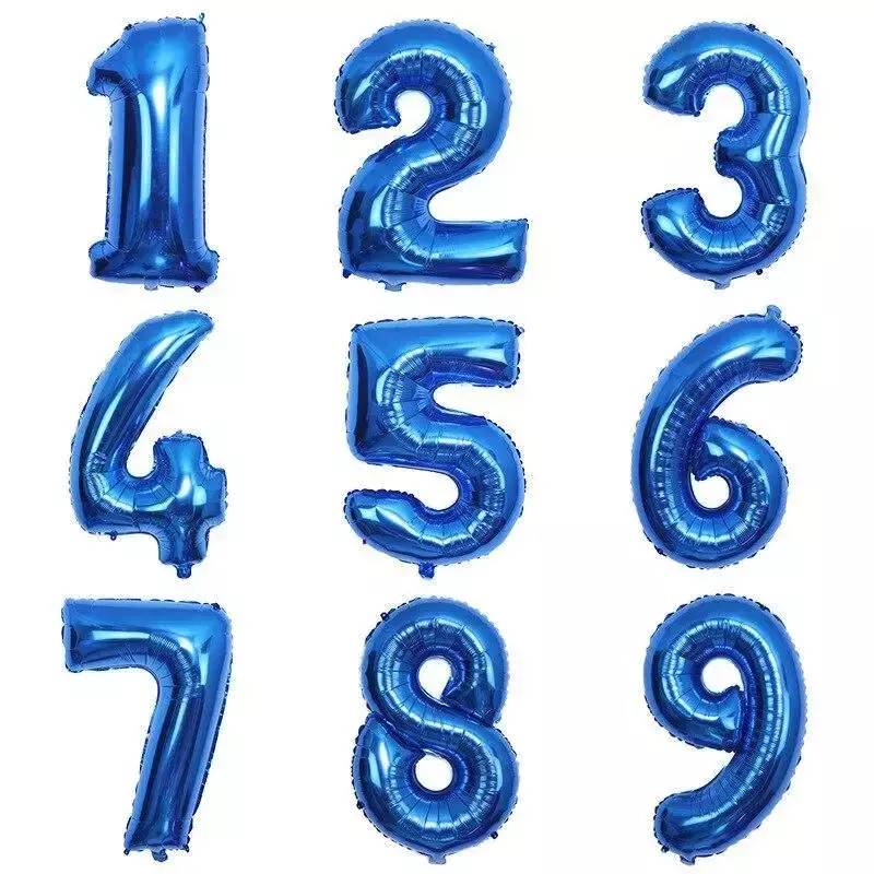 32 Inch Blauw Nummer Folie Ballon Digitaal 0 Tot 9 Helium Ballonnen Verjaardagsfeestje Decoratie Opblaasbaar Lucht Ballon Bruiloftbenodigdheden