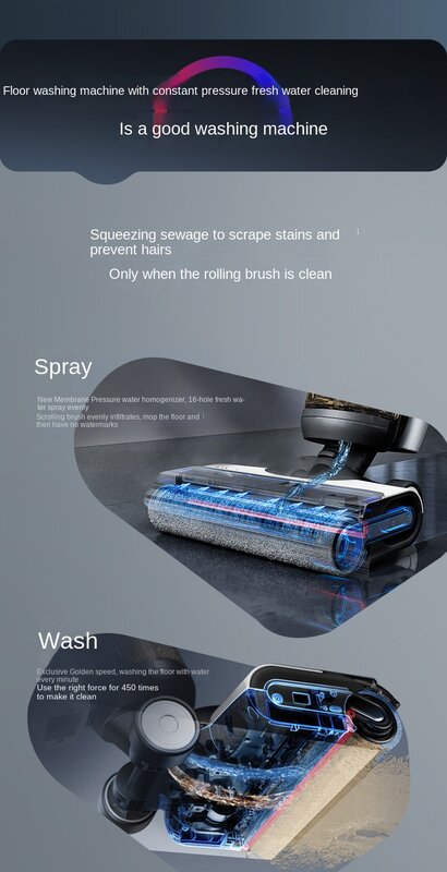 TINECO Fuvan 2.0ProLedc lavatrice per pavimenti antibatterico aspirazione mop mop elettrodomestico macchina per la pulizia doppia saldatura
