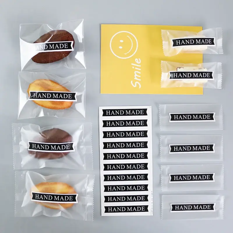 160 Pcs/lot Hitam Secara 'Handmade' Strip Seal Stiker untuk Hadiah DIY Kue Kue Baking Paket Dekorasi Buatan Tangan dengan Cinta Label