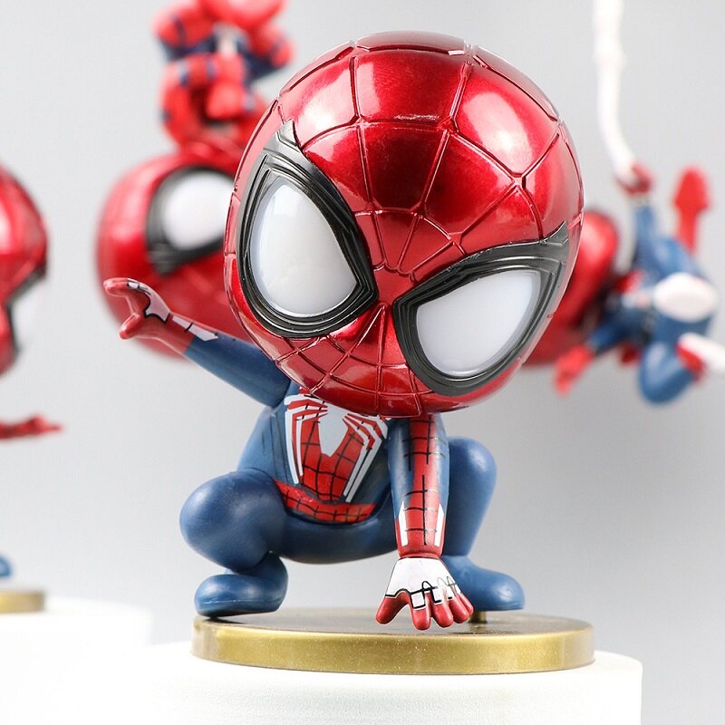 Marvel Spiderman Anime figura de acción juguete Pvc escritorio Mini decoración muñeca Spiderman modelo de colección juguete regalo de Navidad para niños, 9cm