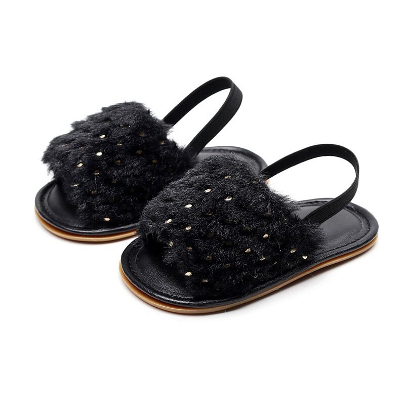 Sandali in peluche per neonate estate oro Dot Open Toe Princess Flats scarpe da passeggio per neonato