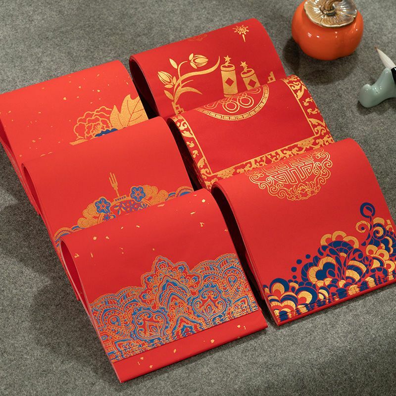 Papier Couplet de bricolage, papier rouge, écriture à la main, papier spécial bronzant de mariage de 10,000 ans, tout le Festival du printemps