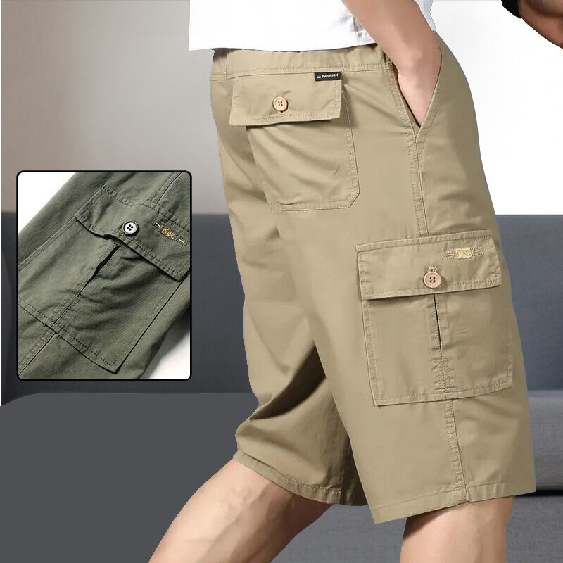 Celana pendek Kapri pria celana kargo katun celana olahraga musim panas celana pendek crop Besar Hiking berlari celana pendek lutut