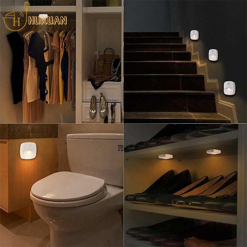 Motion Sensor LED Night Lights, AAA pilhas, quarto, parede, escada, armário, corredor, lâmpada de indução do corpo, decoração Home