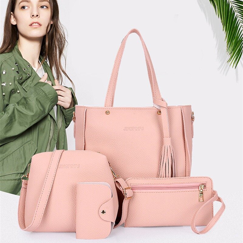 Woman Bag New Fashion Four-Piece Shoulder Bag Set Messenger Bag Wallet Handbag Bolsa Feminina Luxury Girls Messenger Bag