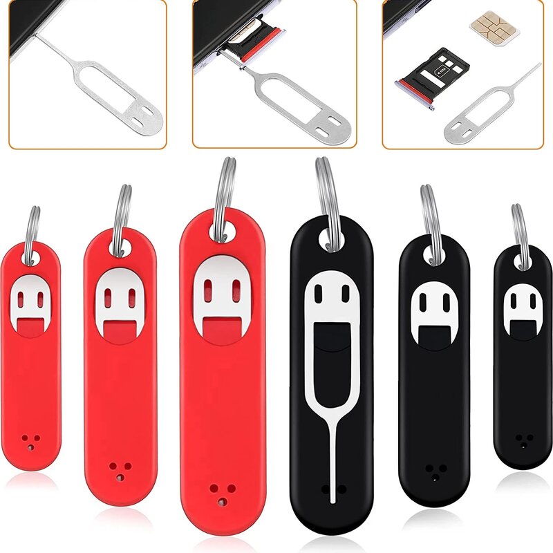 5pcs Anti-Lost Sim Card Eject Pin Needle with Storage Case Universal Mobile Phone Steel Ejector Pin SIM Card Tray Opener Keyring