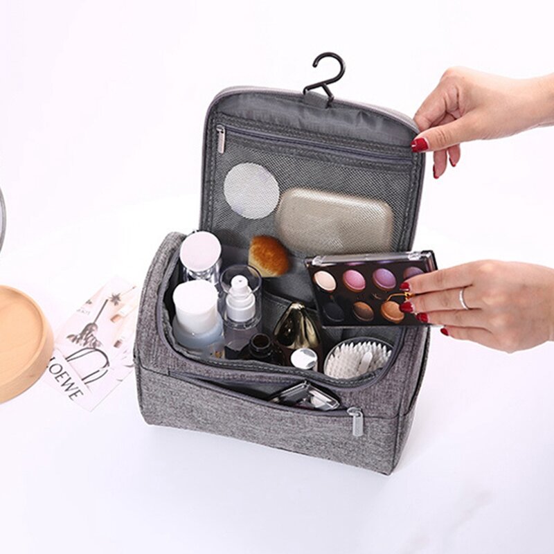 Double Zipper Cosmetic Bag para Mulheres, Estojo portátil, Organizador de viagem, Esteticista, Essential Ladies Makeup Bags Package