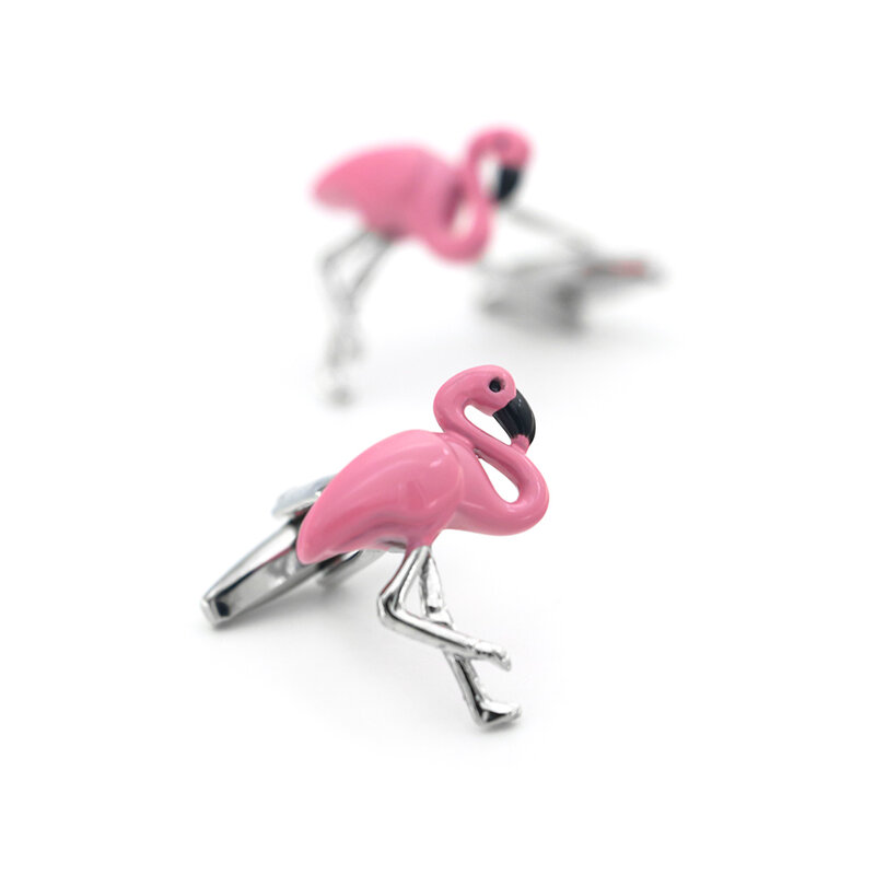 iGame New Arrival Flamingo Cuff Links Pink Color Bird Design Quality Brass Material Men's Cufflinks Free Shipping