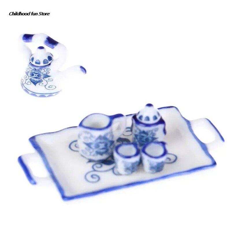 1 conjunto 1:12 porcelana em miniatura xícara de chá conjunto flor utensílios de mesa cozinha casa de bonecas móveis brinquedos para crianças copos de chá casa de bonecas novo