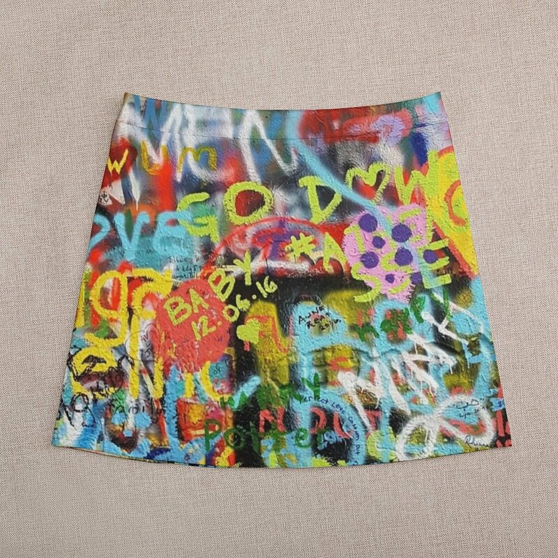 Minifalda con grafiti para mujer, Falda corta con arte de pared, estilo coreano, ropa de verano, 2023