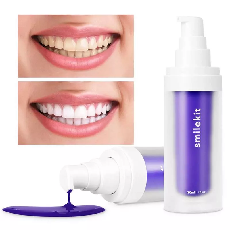 Creme dental roxo para clareamento dos dentes, Corrector de cores, Eficaz Remove Stain, Respiração fresca, Professional Dental Tooth Whitening Care