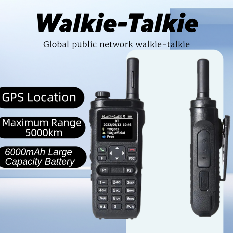 Walkie-Talkie com Posicionamento GPS, 4G, Global, 2-Way, Handheld, 6000mAh Bateria