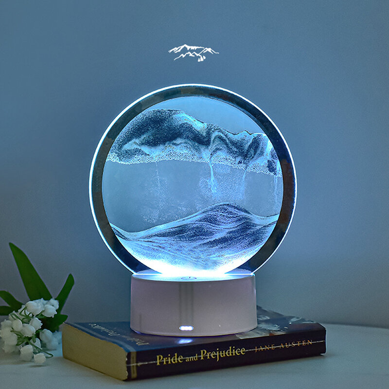 3D Песочная картина с красочным светильник часовым стеклом, ночным освещением, креативная Настольная лампа с зыбучим песком, декоративное украшение для дома