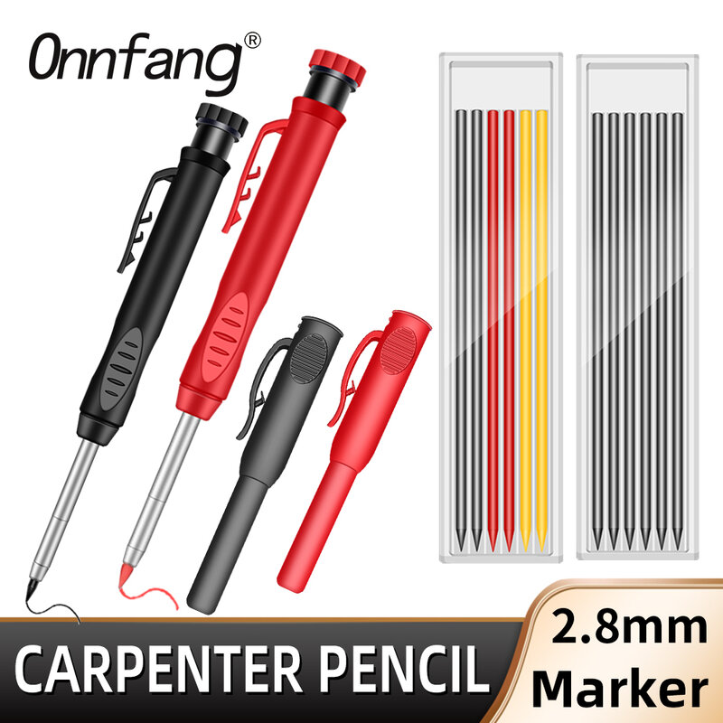 Onnfang-lápiz de carpintero sólido, marcador de agujero profundo, Scriber de recarga, lápiz mecánico, herramientas de carpintería