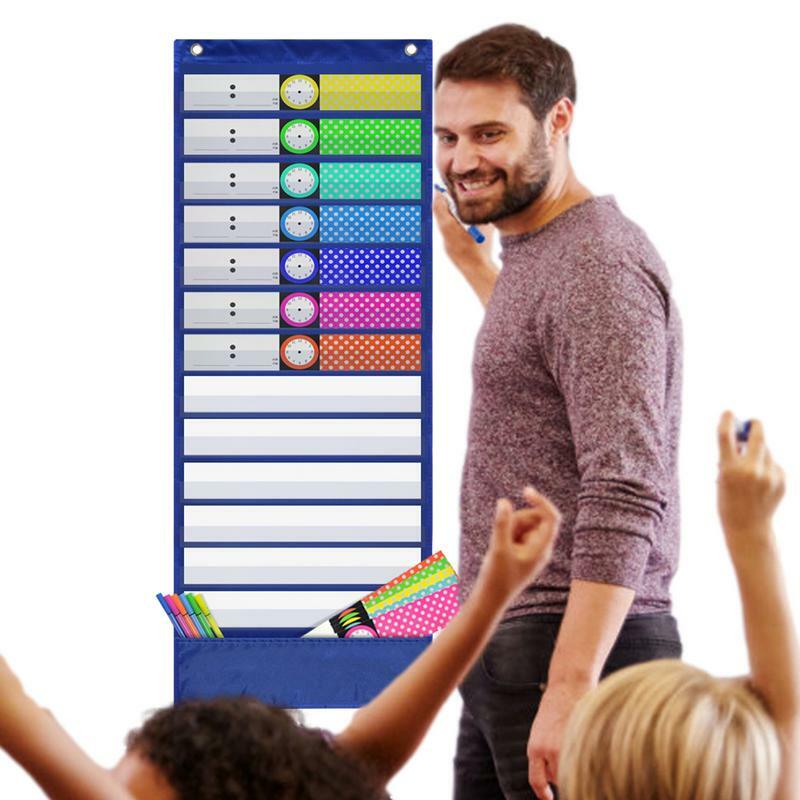 교실 교육용품 포켓 차트 게시판 및 벽 장식 시계, 시간 과목 일정 플래너
