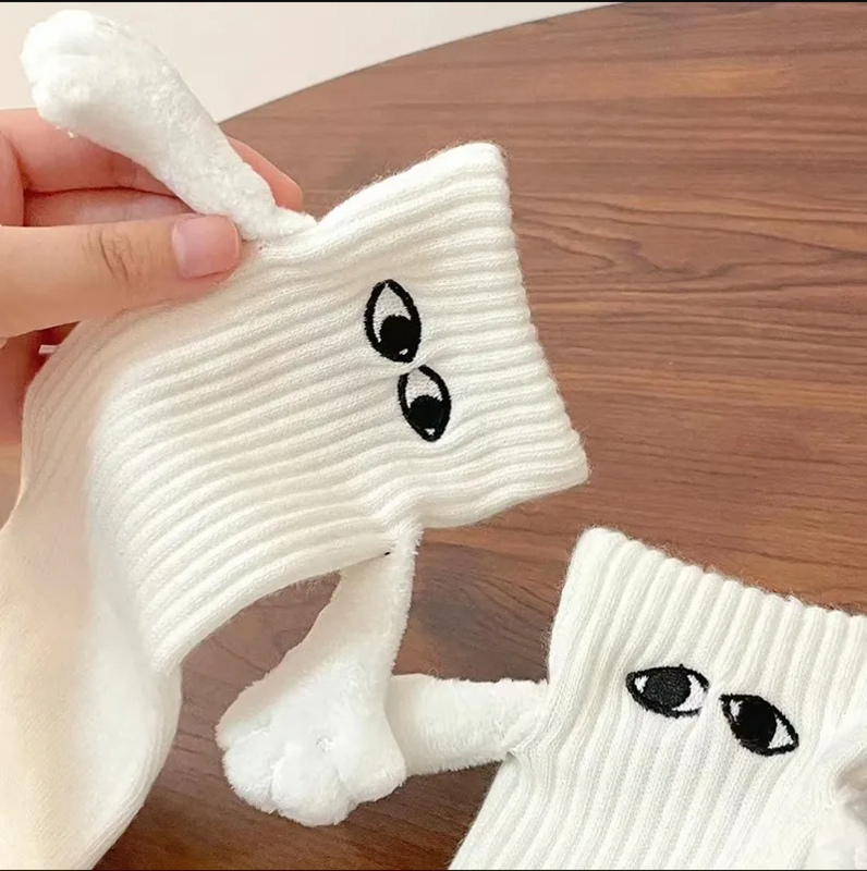 10 Paare Club Promi Ins Mode lustige kreative magnetische Anziehung Hände schwarz weiß Cartoon Augen Paare Sox Socken